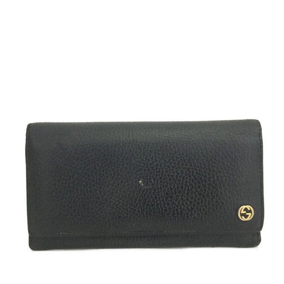 Gucci Handbags - Gucci Black Leather Continental Wallet with Gold Logo